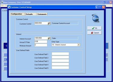 Customer Configuration Setup Screenshot