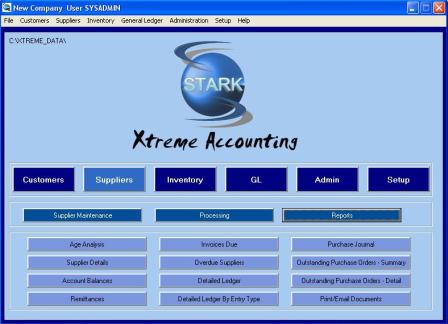 Supplier Reports Menu Screenshot